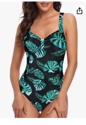Tempt Me Women Ruched Slimming One Piece Swimsuits Tummy Control Vintage Bathing Suits Medium Navy Dot