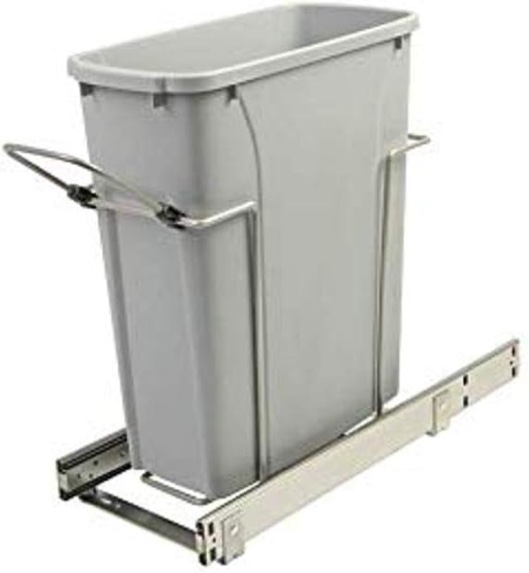 8.375 in. x 20.125 in. x 17.313 in. 20 Qt. In-Cabinet Single Soft-Close Bottom-Mount Pull-Out Trash Can - Platinum