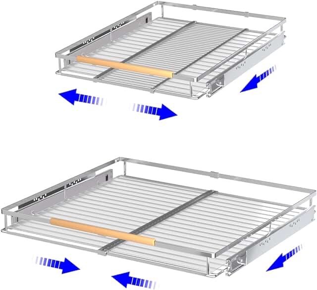 KIKIBRO Pull Out Drawer Cabinet Organizer, Expandable Slide Out Storage Shelves - Heavy Duty, Durable and Smooth Slide-Out, Opening Size Required 17"~28"
