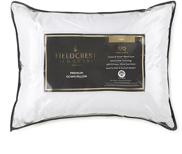 Fieldcrest Luxury Jacquard Firm Density Antimicrobial Treated Down Pillow