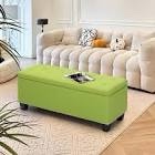 Grimstad Upholstered Fabric Storage Ottoman, Storage Bench with Button-Tufted