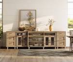 ( incomplete) Searah Buffet Cabinet With 4 Glass Doors, Large Coffee Bar Tables Wood Kitchen Storage Cabinets With Charging Station, Modern Farmhouse Sideboard Credenza For Dining Room,103Inch