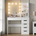 ( incomplete) Sidak Vanity Desk with LED Lighted Mirror, Makeup Vanity Table Set with 6 Drawers, 3 Color Lighting Modes Brightness Adjustable, Hidden Wiring, Dressing Table for Bedroom, White