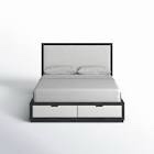 ( incomplete) Hermila Queen Storage Bed Charcoal Beige - Drawers