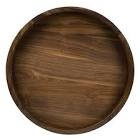 Arooj Round Black Walnut Solid Wood Serving Tray Ottoman Tray