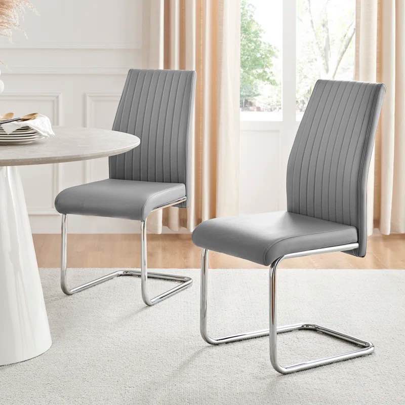 Lazarus Modern Padded Faux Leather & Chrome Leg Kitchen Dining Chairs Modern Design