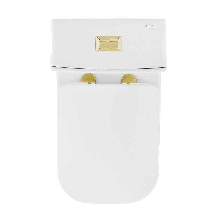 Concorde One Piece Square Toilet Dual Flush, Brushed Gold Hardware 1.1/1.6 gpf sm-1t106H… (chipped top)