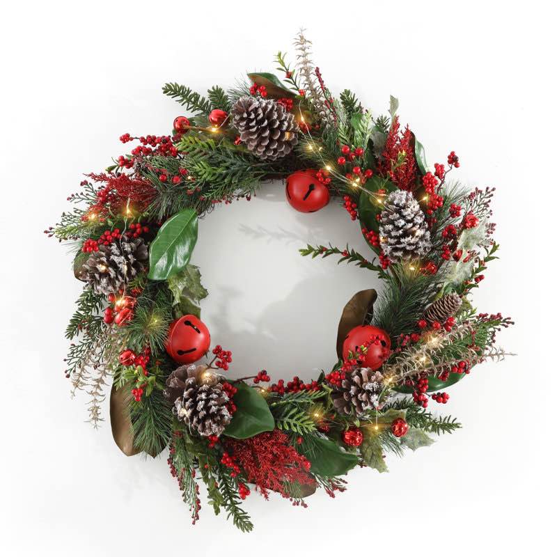 30" Lighted PVC & PE Blend Wreath