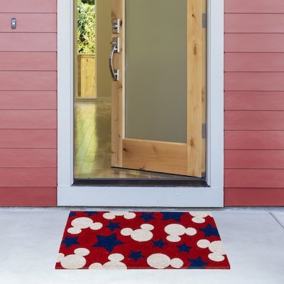 Disney 2-ft x 3-ft Red Coir Rectangular Indoor or Outdoor Decorative Patriotic Door Mat