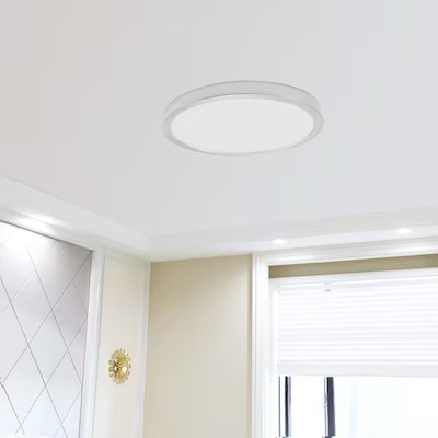 Project Source Adjustable Color Temperature 1-Light 13-in Brushed Nickel LED Flush Mount