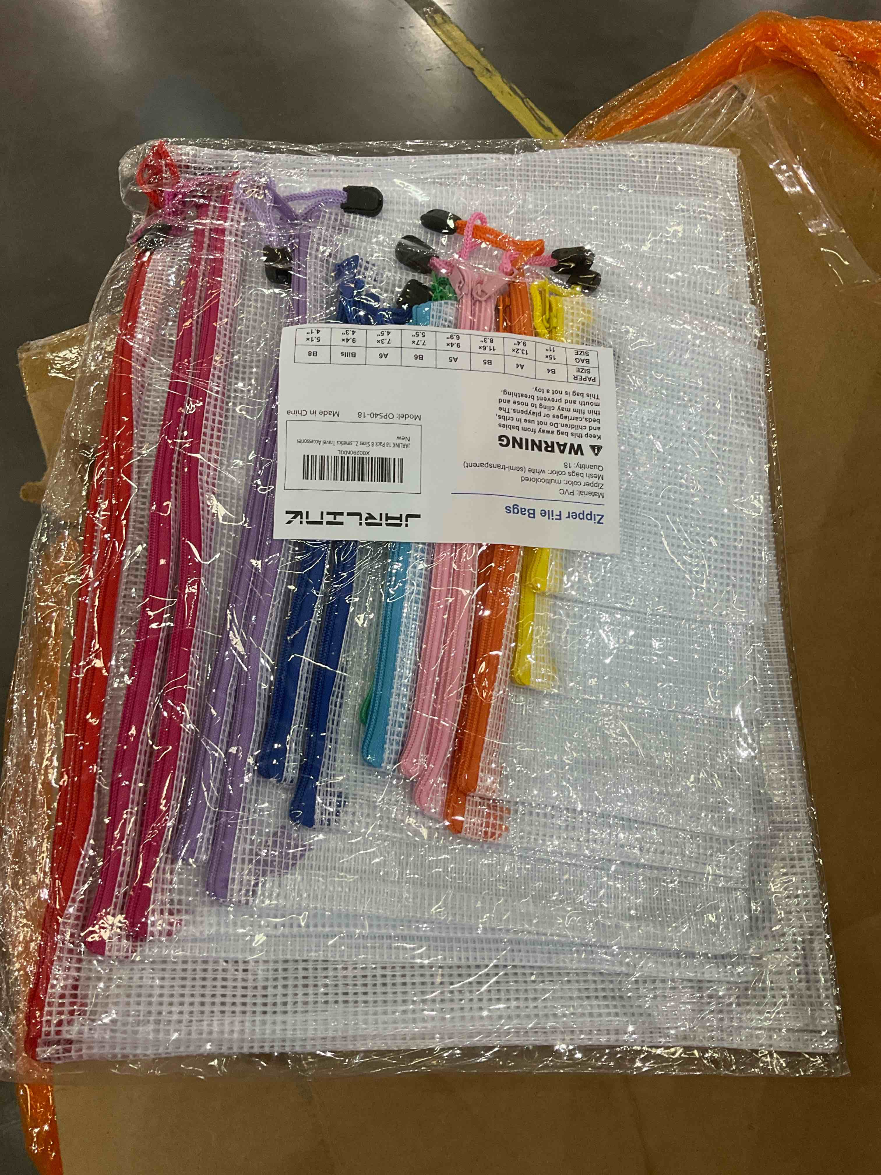 JARLINK 18 Pack 8 Sizes Mesh Pouch, 9 Colors, Waterproof Zipper File Bags Document Multipurpose Travel Bags for Office Supplies Cosmetics Travel Accessories