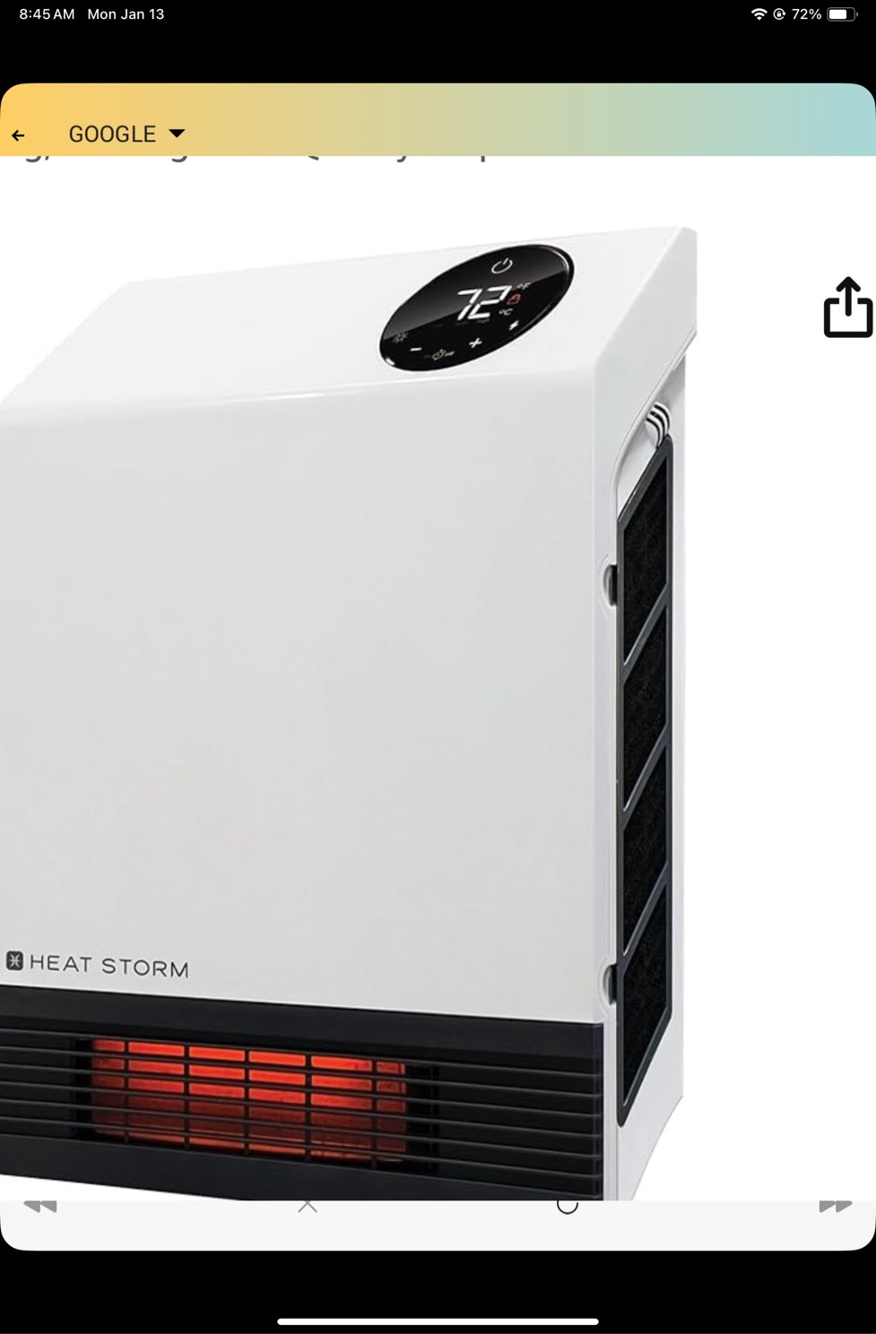 Deluxe 1,000 Watt Electric Infrared Wall Mounted Heater