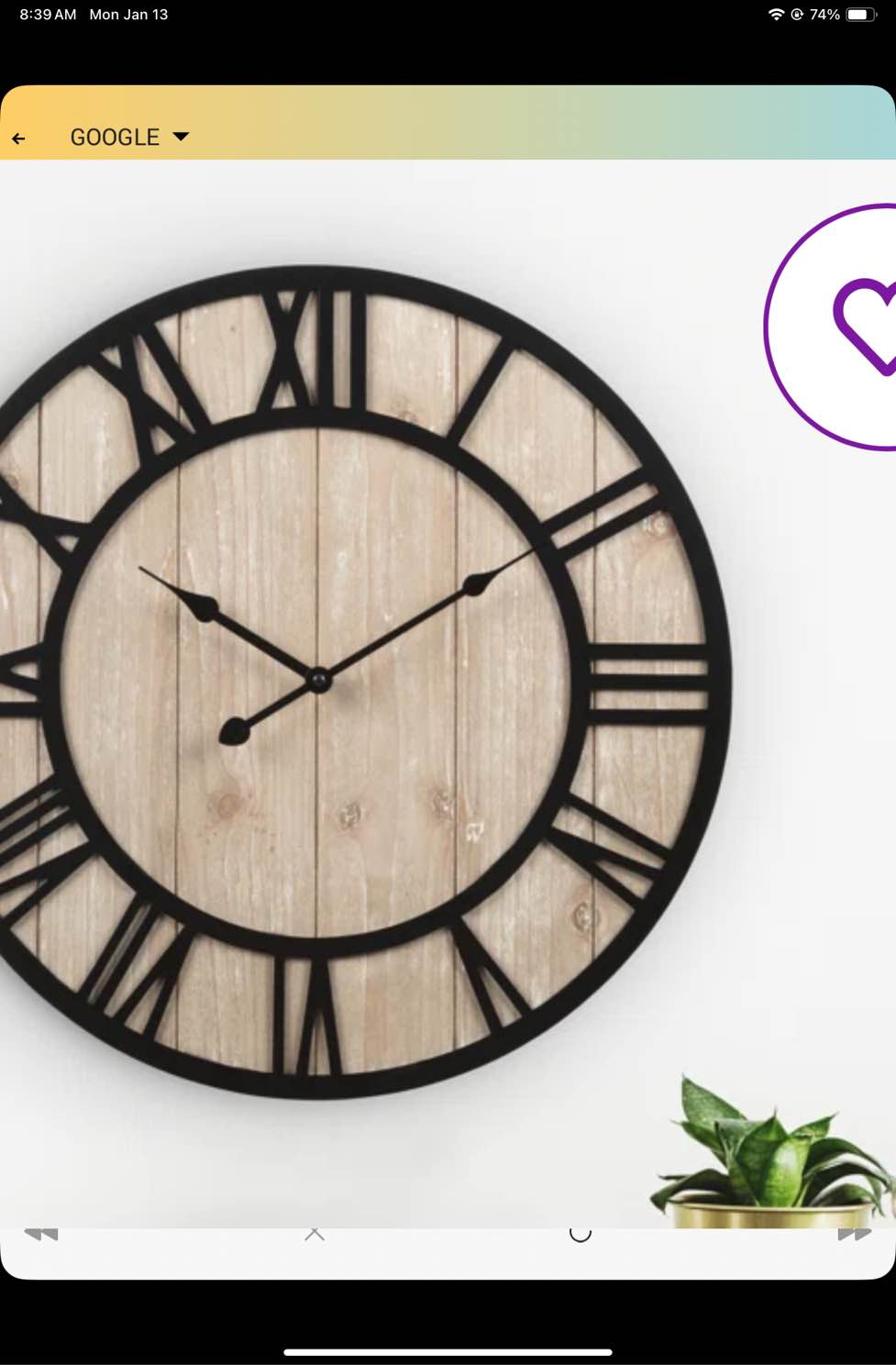 Avita 19.7-inch Harper Wood Quartz Wall Clock