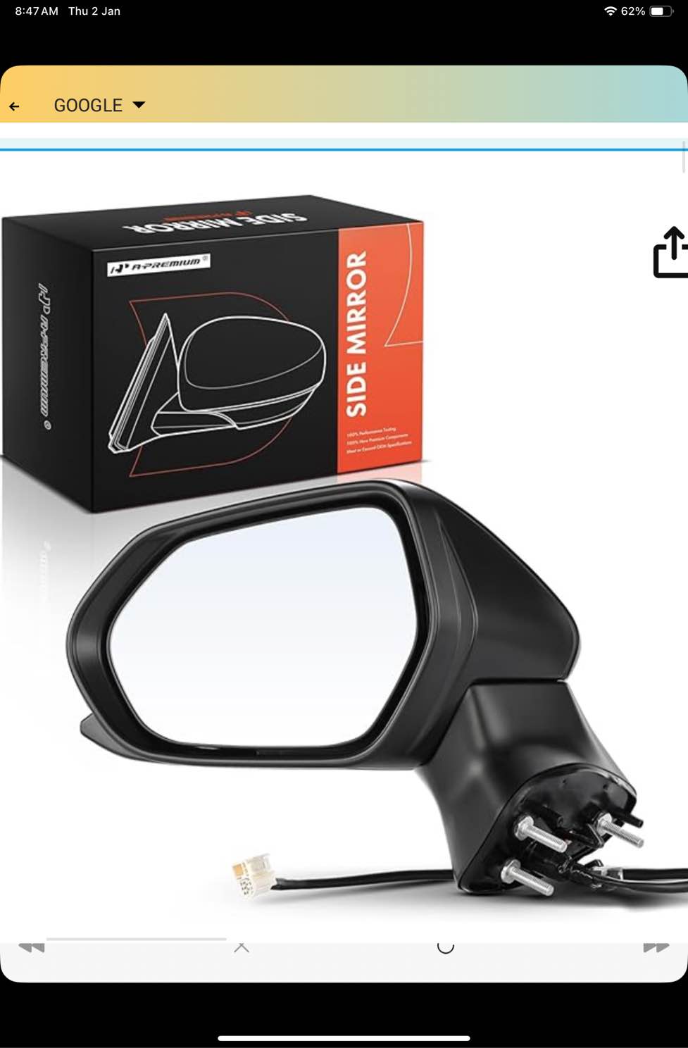 A-Premium Driver Side Power Door Mirror - Compatible with Toyota Camry 2018-2022 - Non-Heated Manual Folding Black Outside Rear View Mirror - Replaces# 8794006800, 8794506330