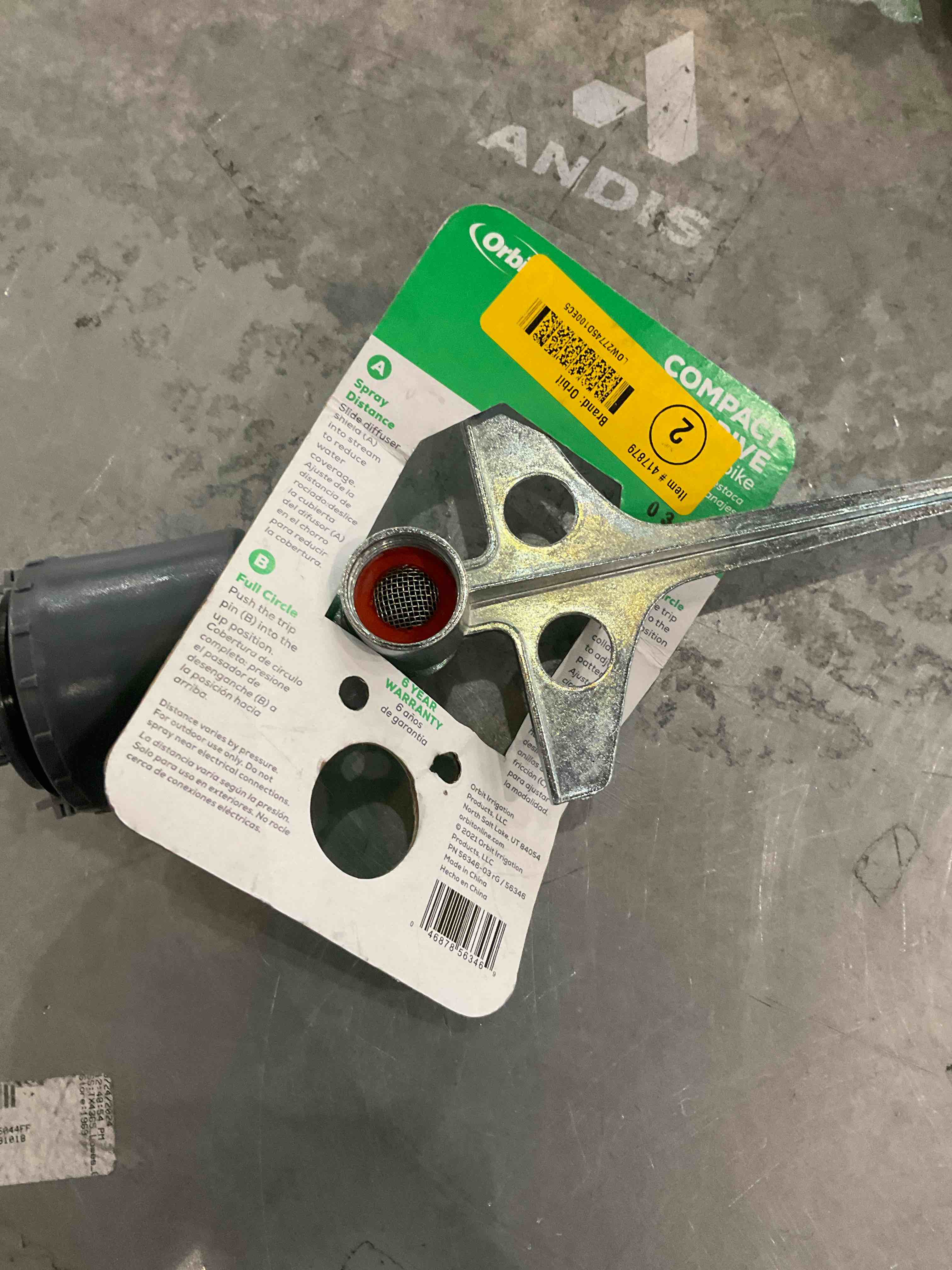 orbit compact gear drive sprinkler on spike 