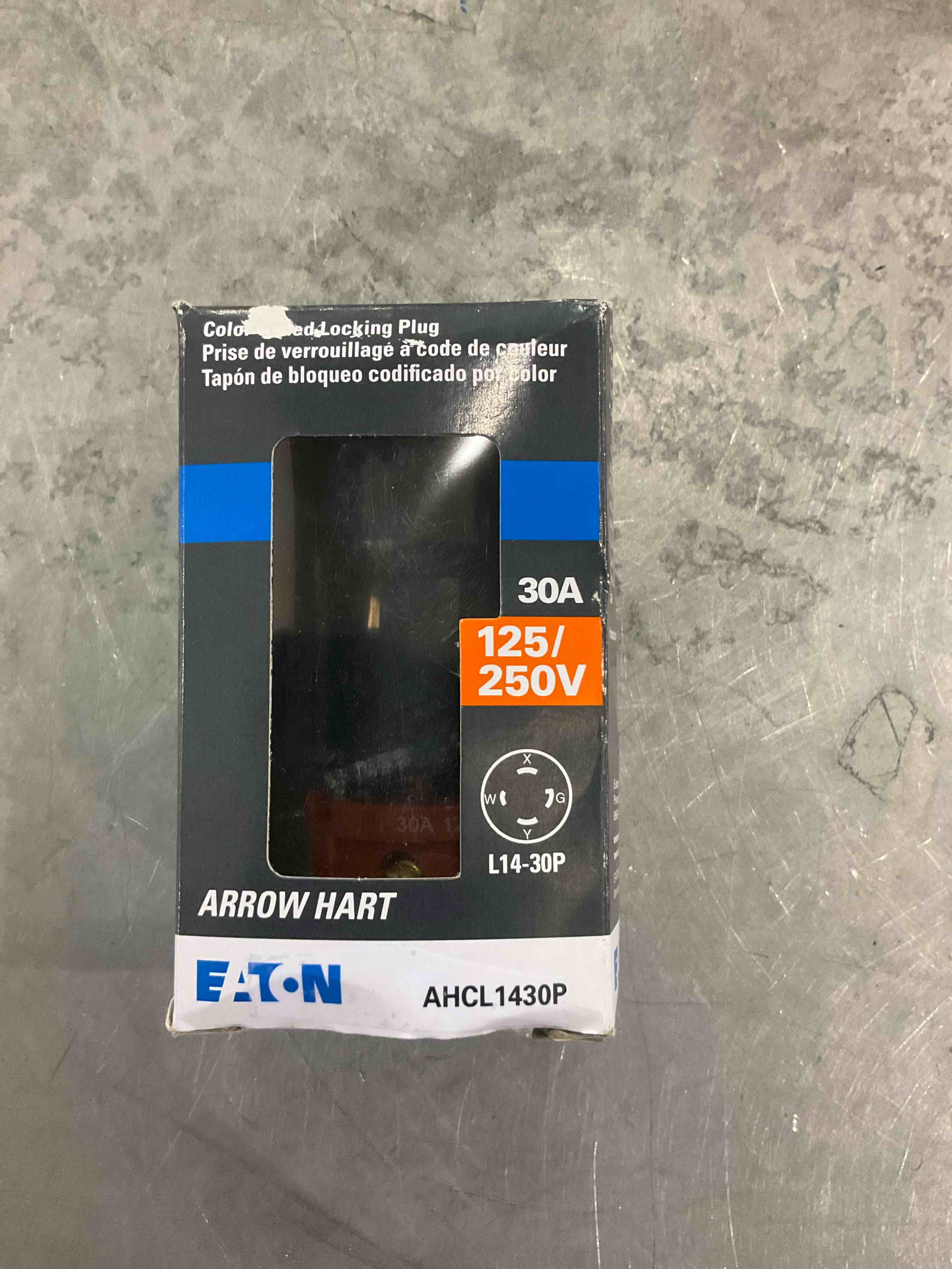 EATON L1430P Locking Electrical Plug, 125/250 V, 30 A, 3 P, 4 W, Black and White