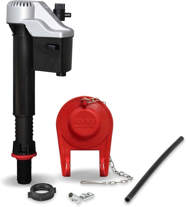 Korky 818MP QuietFILL® Platinum Universal Toilet Fill Valve & 2" Toilet Flapper Kit, Silver