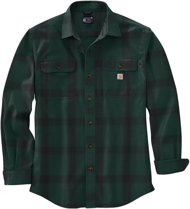  Carhartt Men's 105439 Lo ose Fit Heavyweight Flannel Lo ng-Sl ... e Tall - North Woods