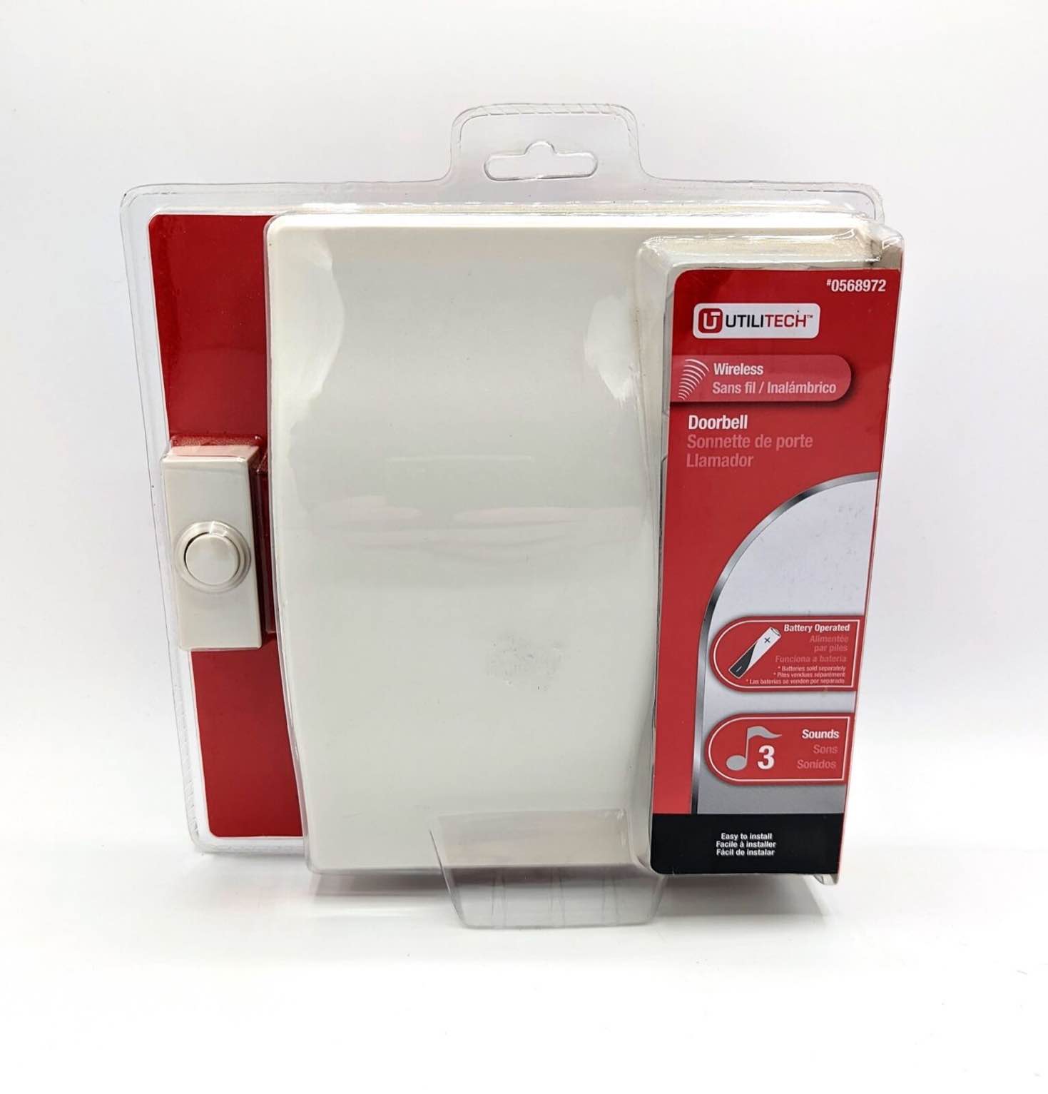 Utilitech Wireless Adjustable Volume 3-Sound Doorbell Kit White Modern 150FT