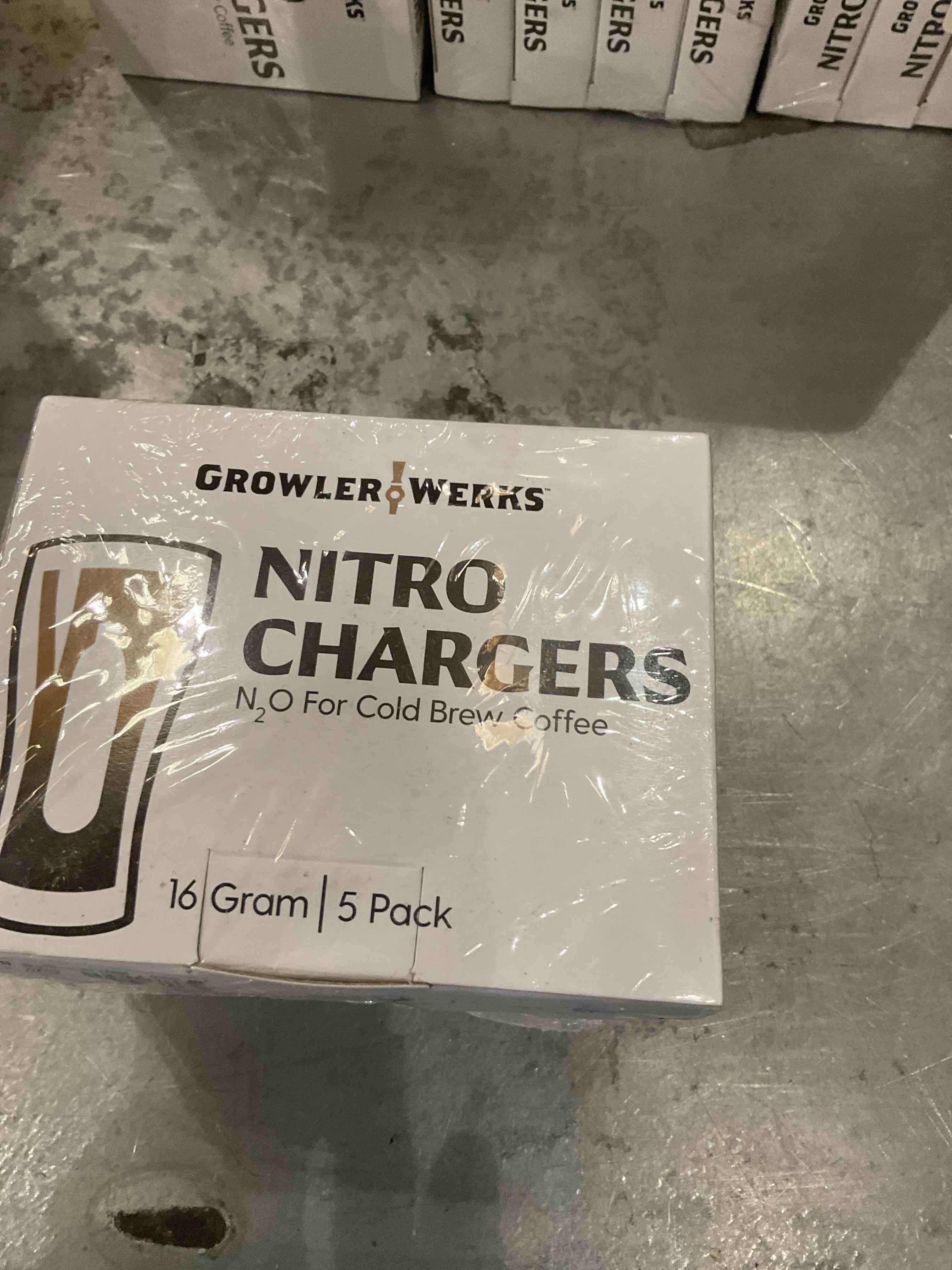 GrowlerWerks Nitro N2O Chargers, 20-Pack, silver