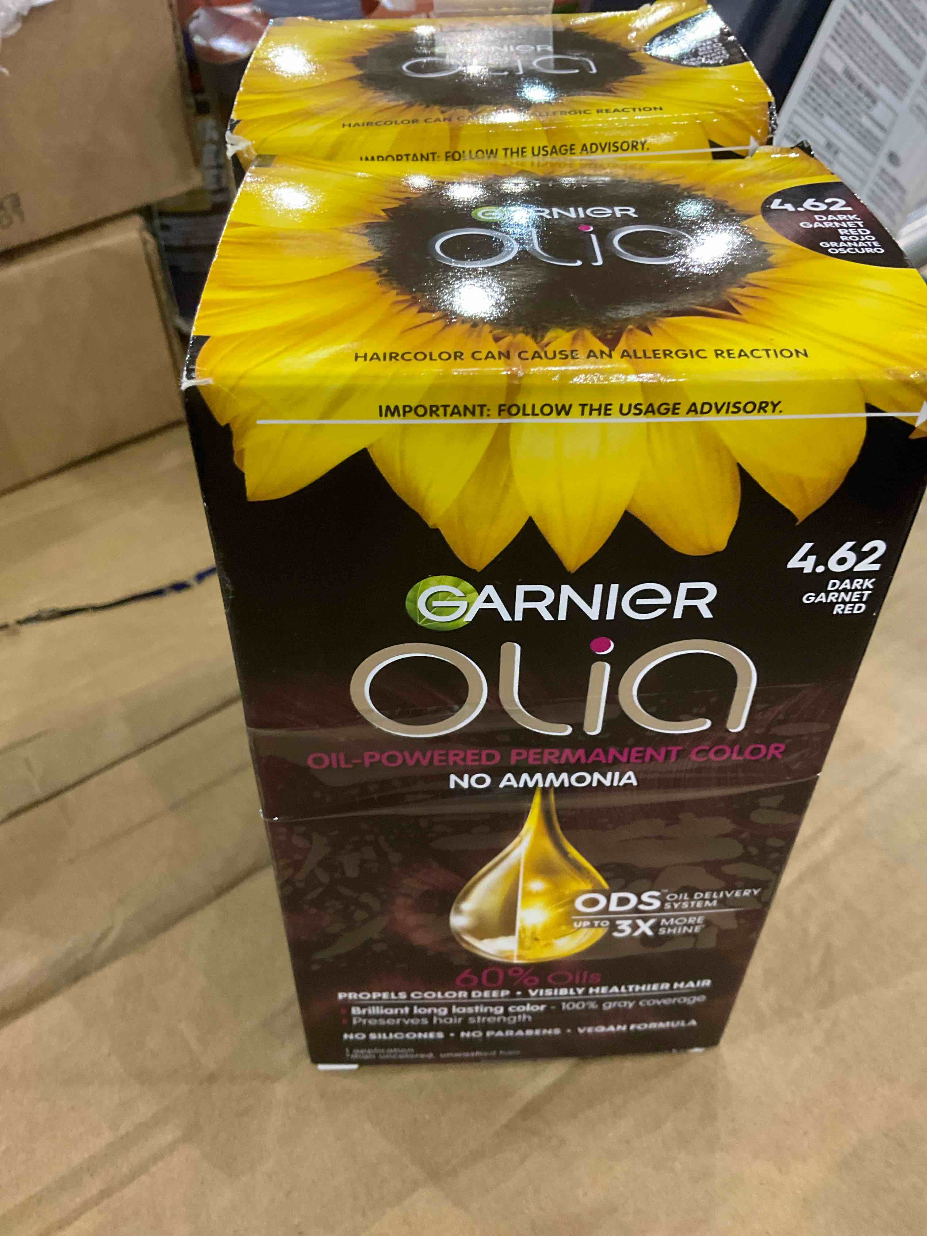 GARNIER OIL-POWERED PERMANENT COLOR NO AMMONIA 4.62 DARK GARNET RED pack of 2