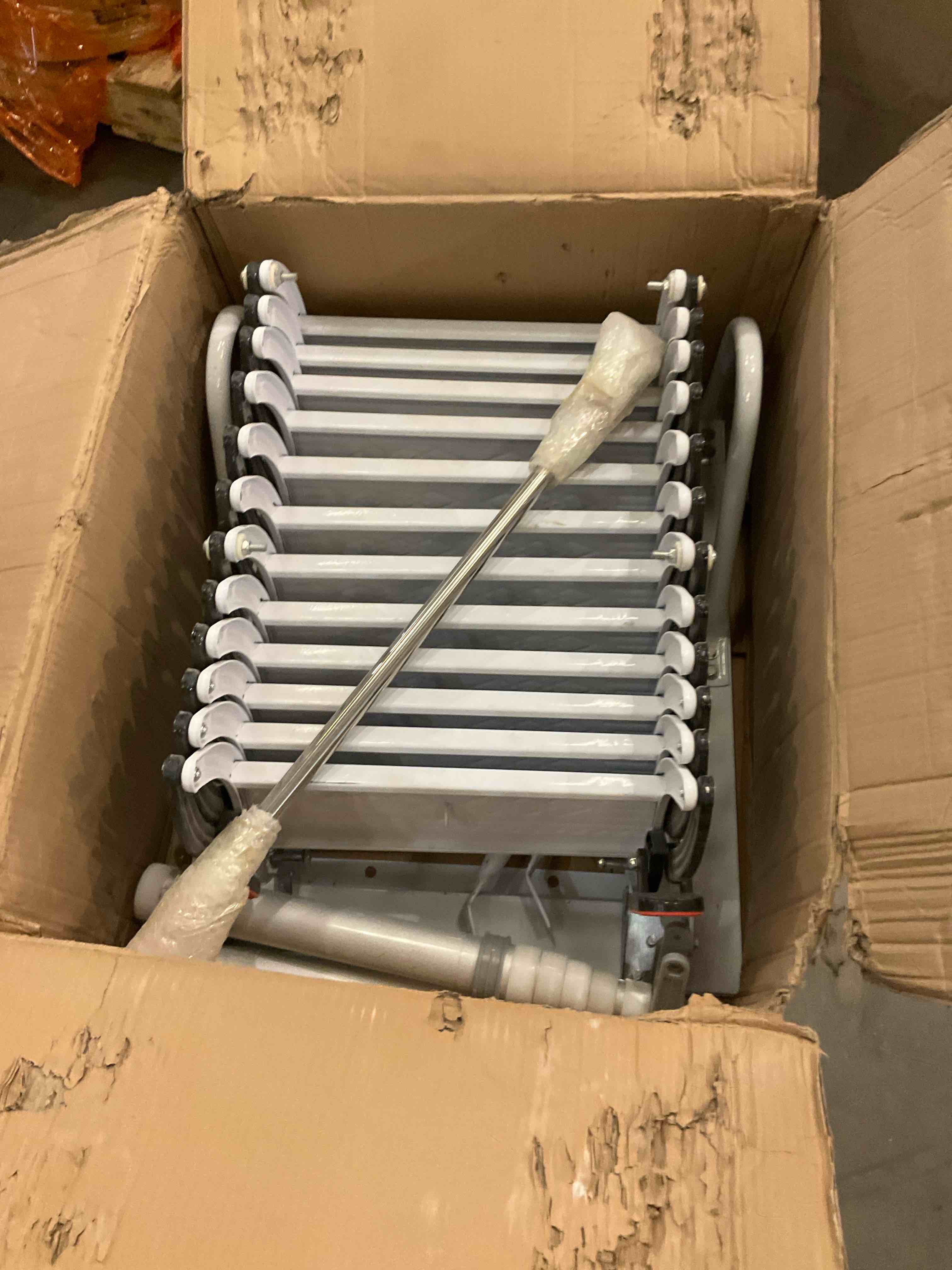 Wall-mounted Folding Stairs, Attic Ladder Pull Down System, Telescoping Attic Stairs with Armrests, wall retractable Steps Ladder, Retractable Collapsible Loft Ladder Outdoor(black and white, Step 12) Step 12 Black and White