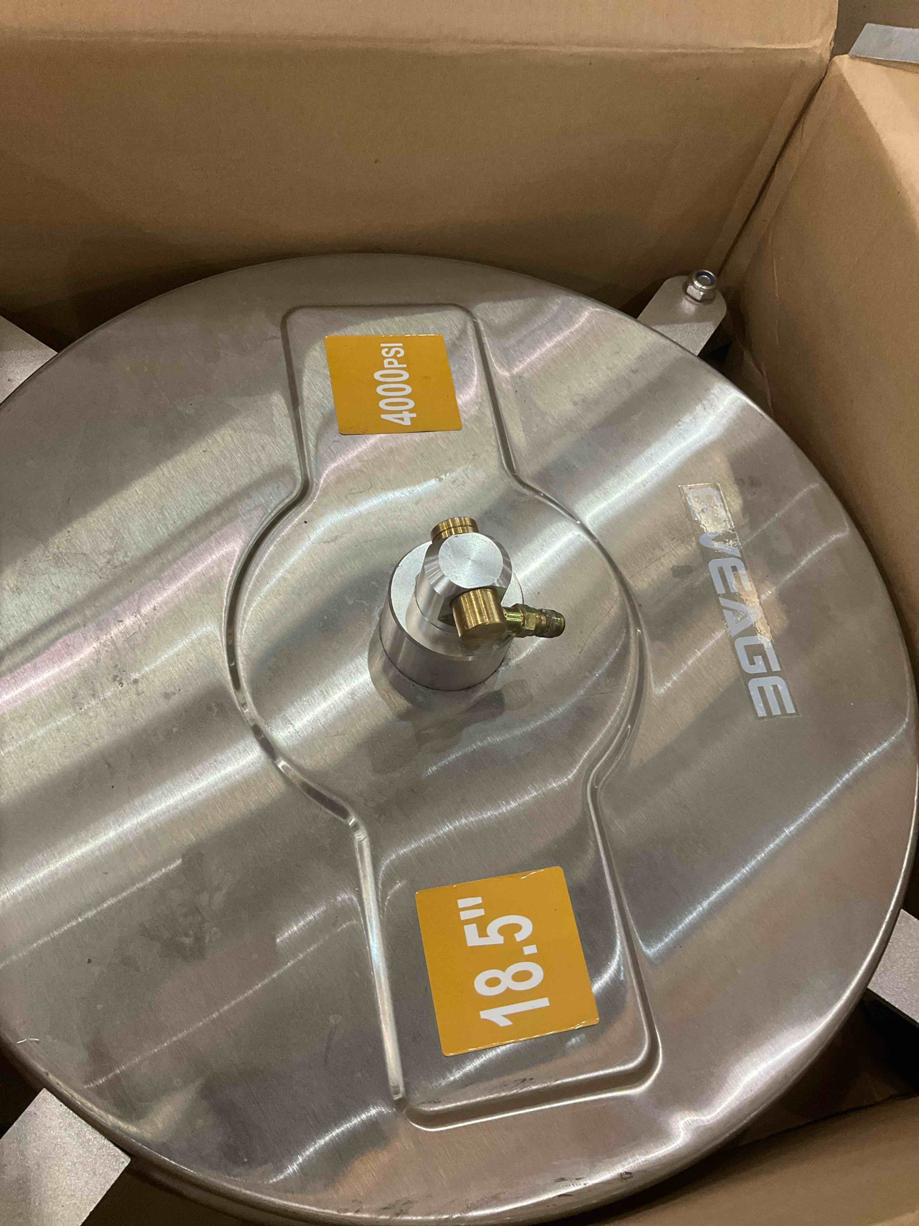 EVEAGE 18.5" Pressure Washer Surface Cleaner, Power Washer Surface Cleaner with 4 Wheels, Stainless Steel Housing Power Washer Accessories with 2 Extension Wands, Replacement Nozzles & 4000 PSI,EP006