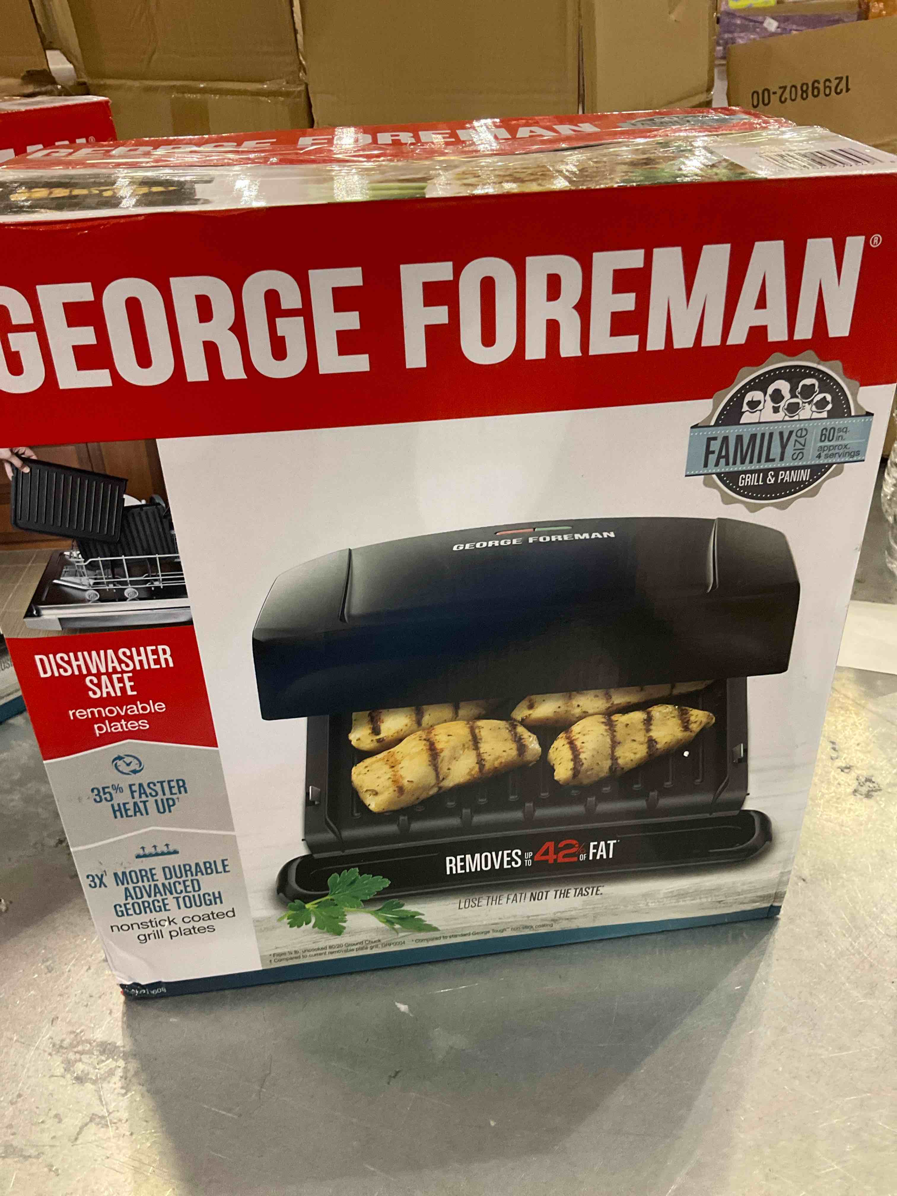 George Foreman 4-Serving Removable Plate Electric Grill and Panini Press  Black  GRP1060B