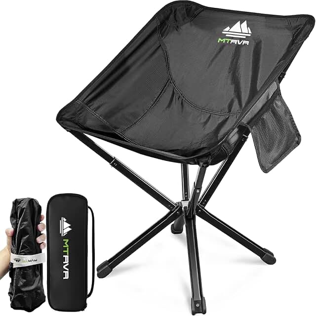 MTRVR Folding Outdoor Chair & Portable Bag, Camping Chair Equipment for Hiking Backpacking Sport Soccer Beach, Sturdy Camp Chair Made from Aircraft Aluminium Premium Nylon, Supports 400 Lbs