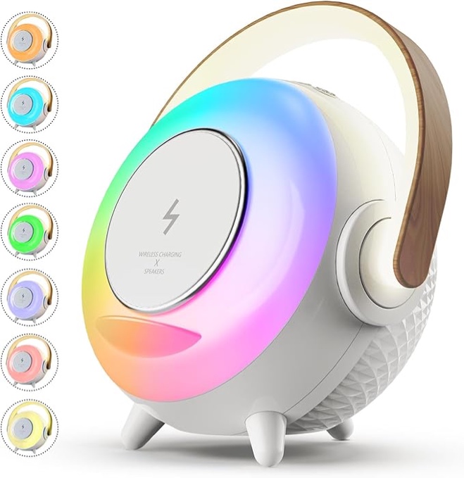 PLUWEL Wireless Bluetooth Speaker Portable Charging, Night Light with Charger 10W, 3 in 1 Ambient Lamp, Gift for Teen Kids