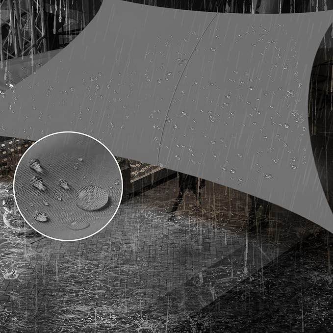 SUNNY GUARD Waterproof Sun Shade Sail Charcoal Rectangle UV Block Sunshade for Backyard Yard Deck Patio Garden Outdoor Activities and Facility