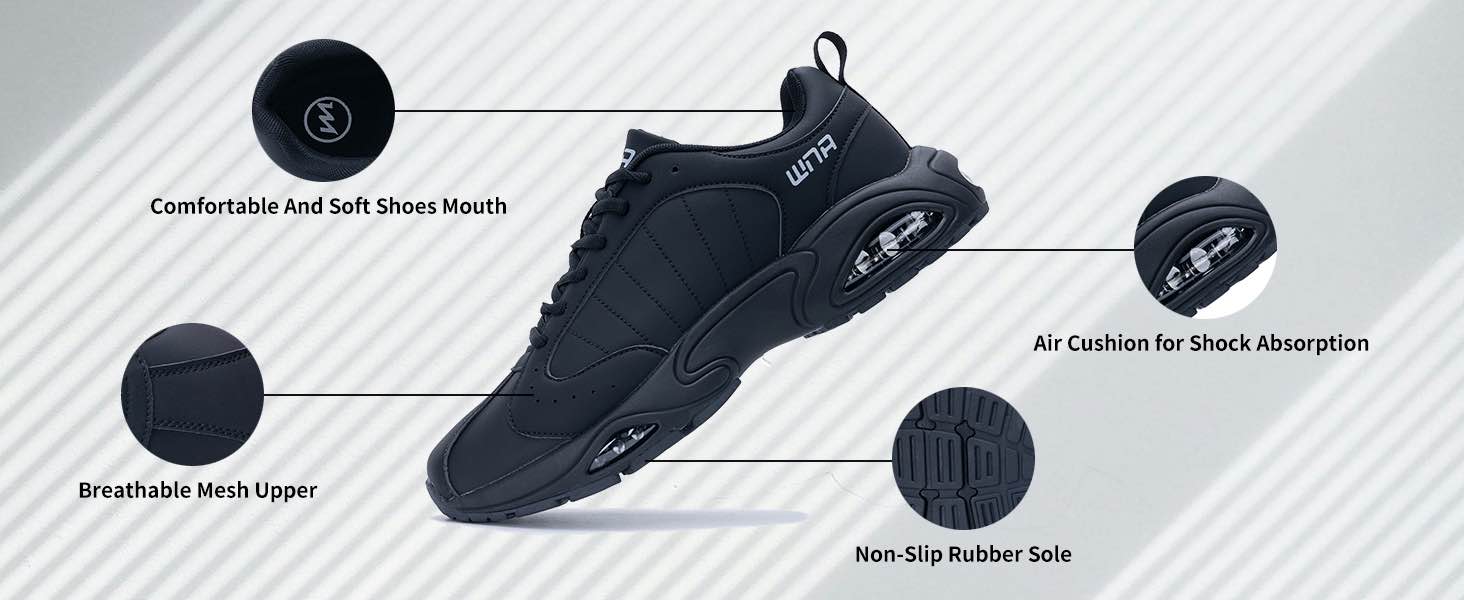 Men's Air Tennis Walking Sneakers Casual Fashion Running Shoes Comfortable for Jogging Gym Daily Sports Size US 9.5 Black
