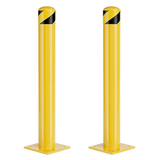 Safety Bollard 4 Pcs/2 Pcs, 36 Inch Height Bollard Post, 4.5 Inch Diameter Steel Pipe Yellow Bollard for Packing and Warehouse (2)