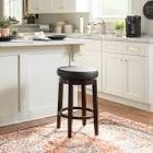 Solid Wood Faux Leather Swivel Counter & Bar Stool