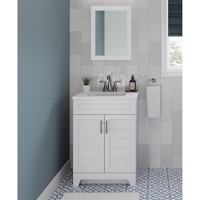 Style Selections Kirkman 24-in White Single Sink Bathroom Vanity with White Cultured Marble