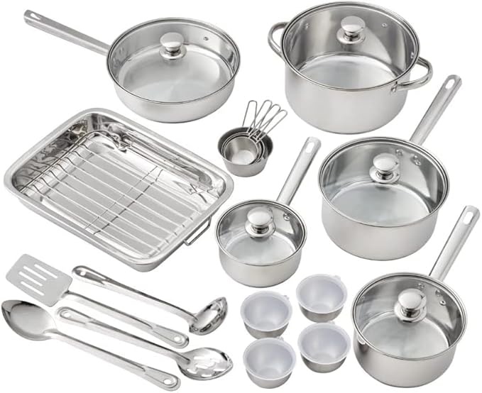 mainstays stainless Steel 24 Piece Cookware Set