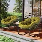 Belana Outdoor Rocking Chair,Oversized Rattan Egg Rocking Chair,Indoor Padded Cushion Rocker Chair