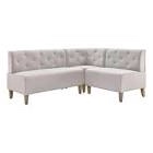 Horley Linen Tufted Corner Seat Back and 3 Wooden Legs