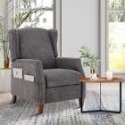 Nail-head Upholstered Push Back Recliner With Storage Pocket