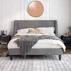 Toderick Upholstered Platform Bed with Deluxe Wingback and Linen Blend