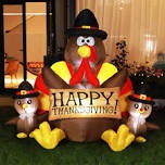 Dejah Outdoor 6 ft. Height Happy Thanksgiving LED Lighted Inflatable Turkey Family