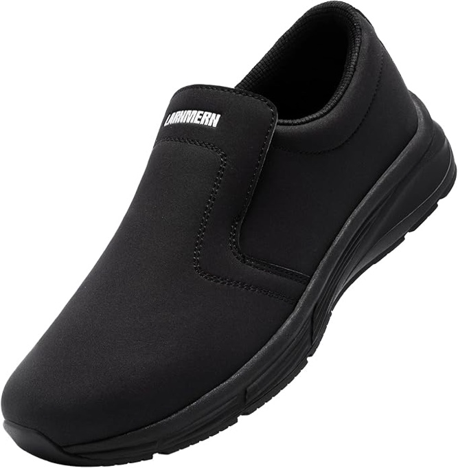 LARN SAFETY Men Work Shoes Non Slip Waterproof Kitchen Chef Food Service Shoe Restaurant Hospital 12 Black