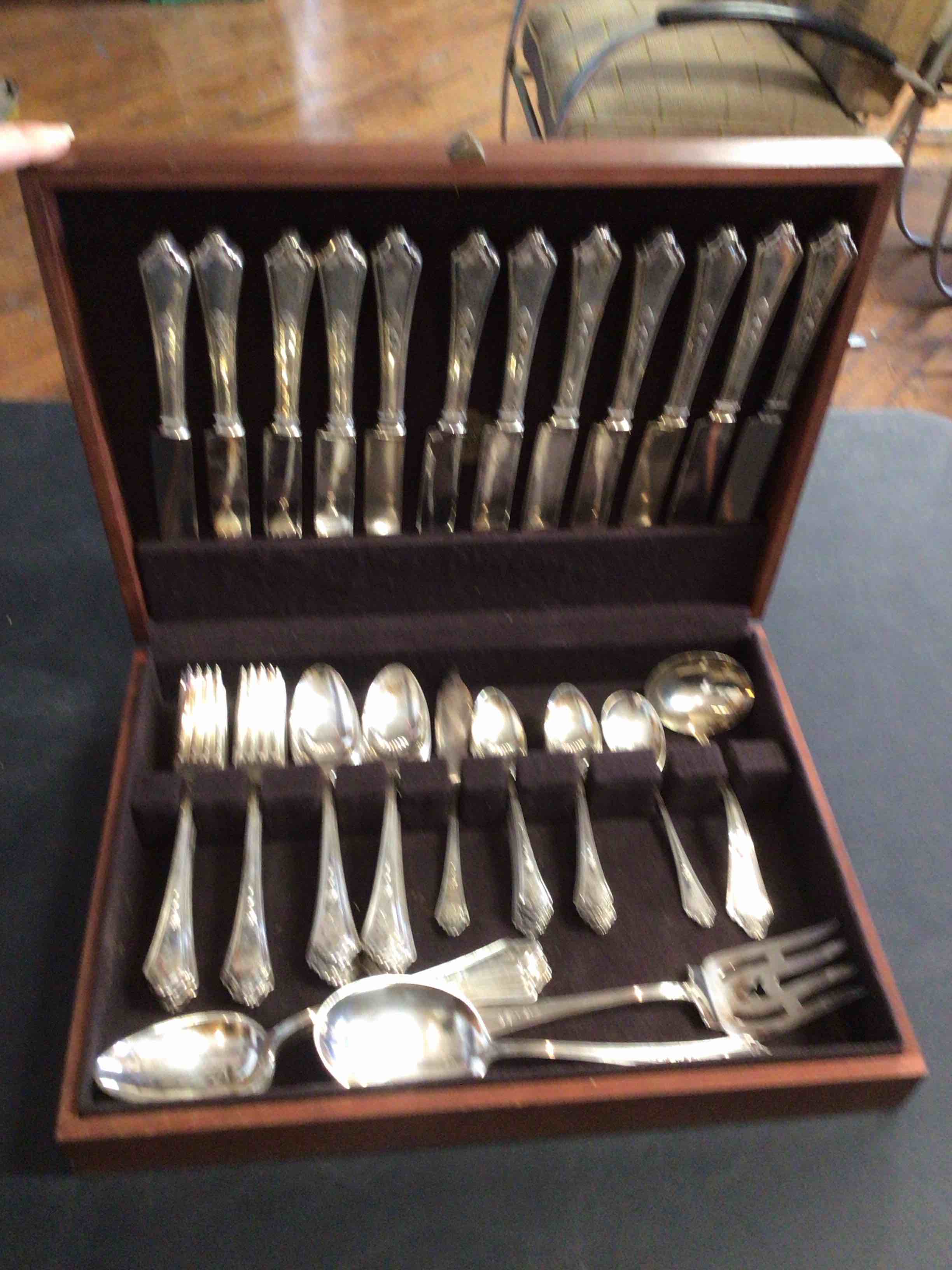 Gorham Shelbourne Old French Hollow Dinnerware in a Wooden Box