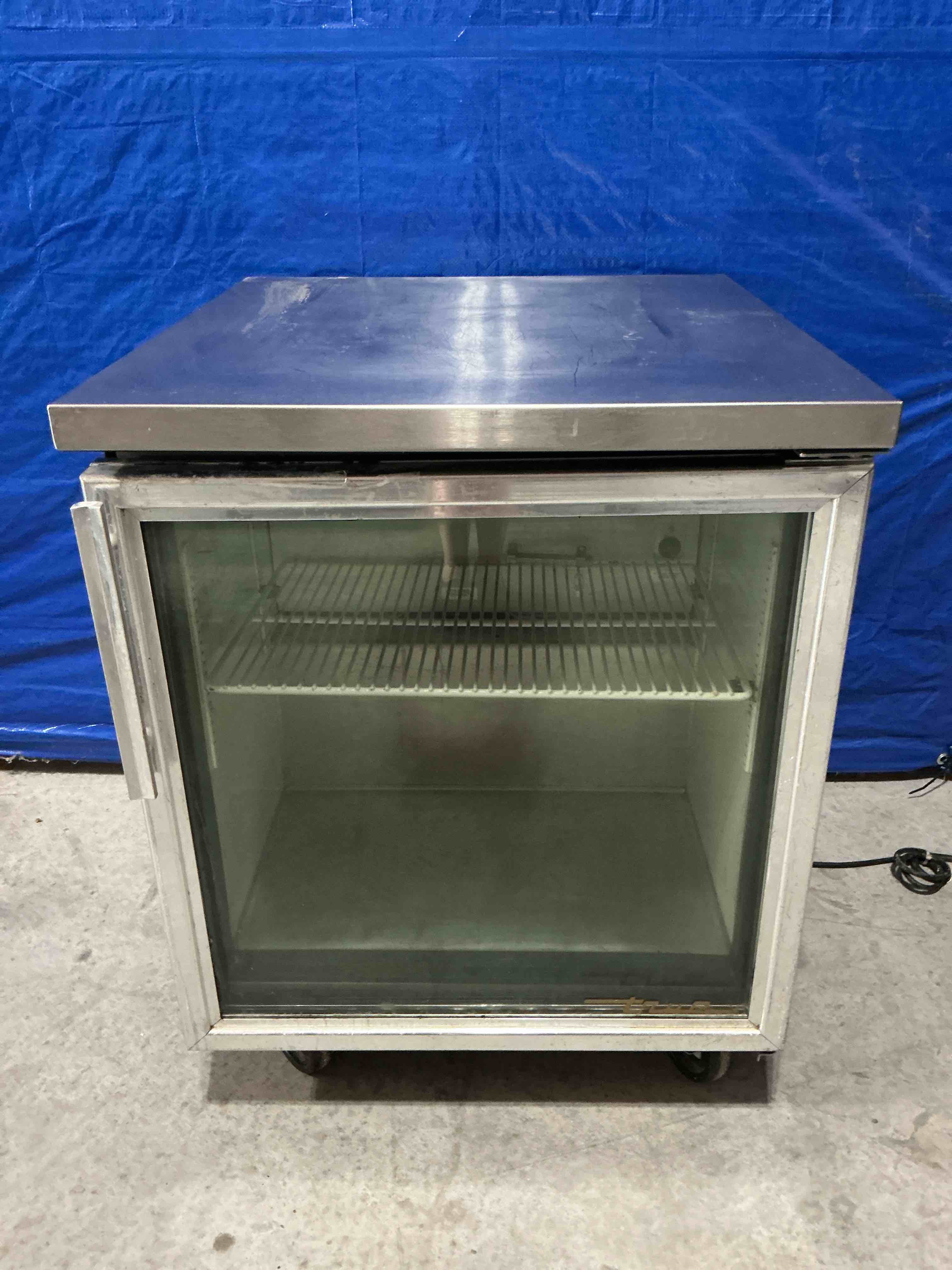 True 27 Inch Stainless Steel Under Counter Refrigerator On Casters 