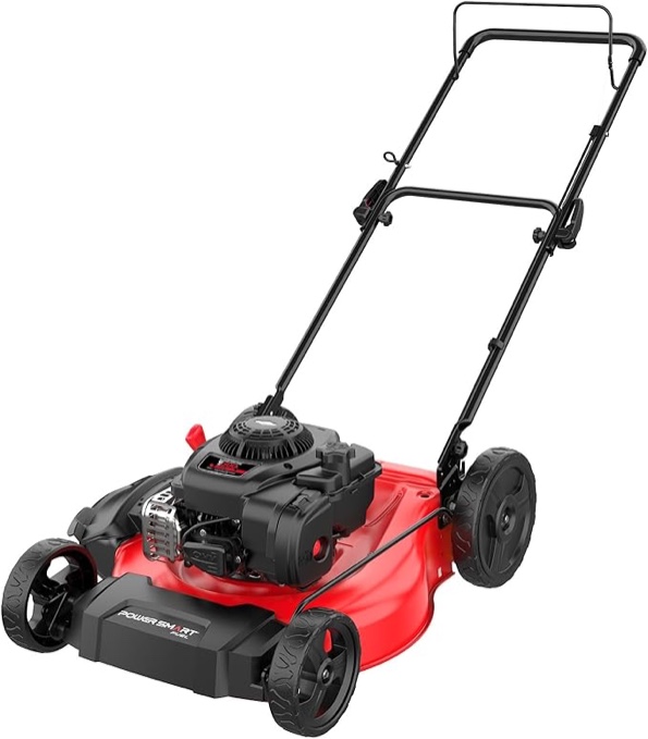 PowerSmart 21 in. Gas Lawn Mower, 125cc Briggs and Stratton E300 Engine, 2-in-1 Mulching and Side Discharge 