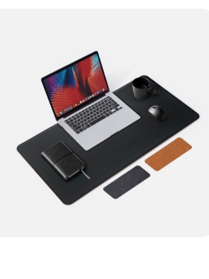 renmture double thickened leather mouse pad, large desk mat, big felt mouse mat, desktop accessories, waterproof insulation office home desktop decoration (black/brown, 32"x16") black/brown 32"x16"