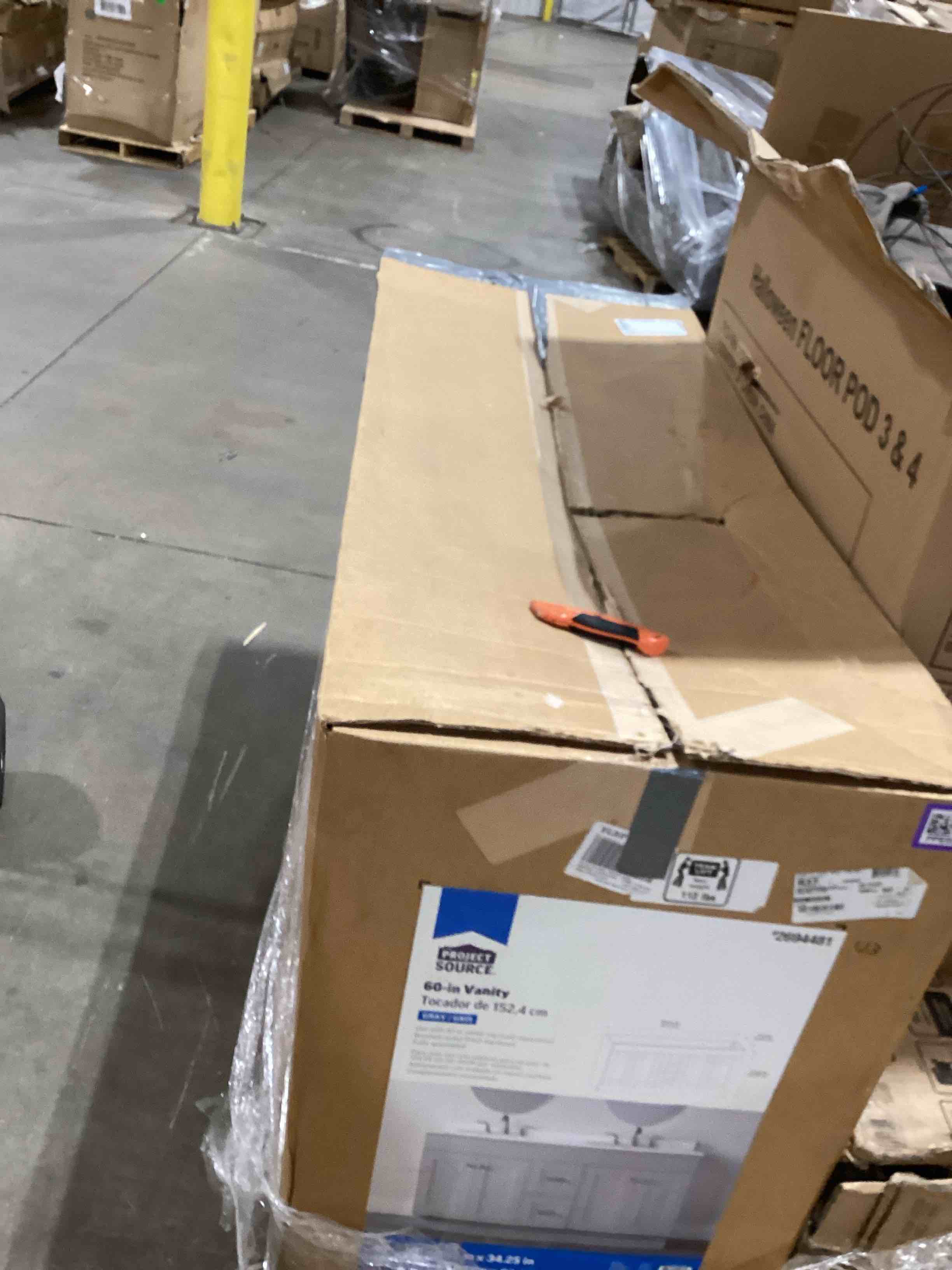 Project Source 60-in Gray Bathroom Vanity Base Cabinet without Top