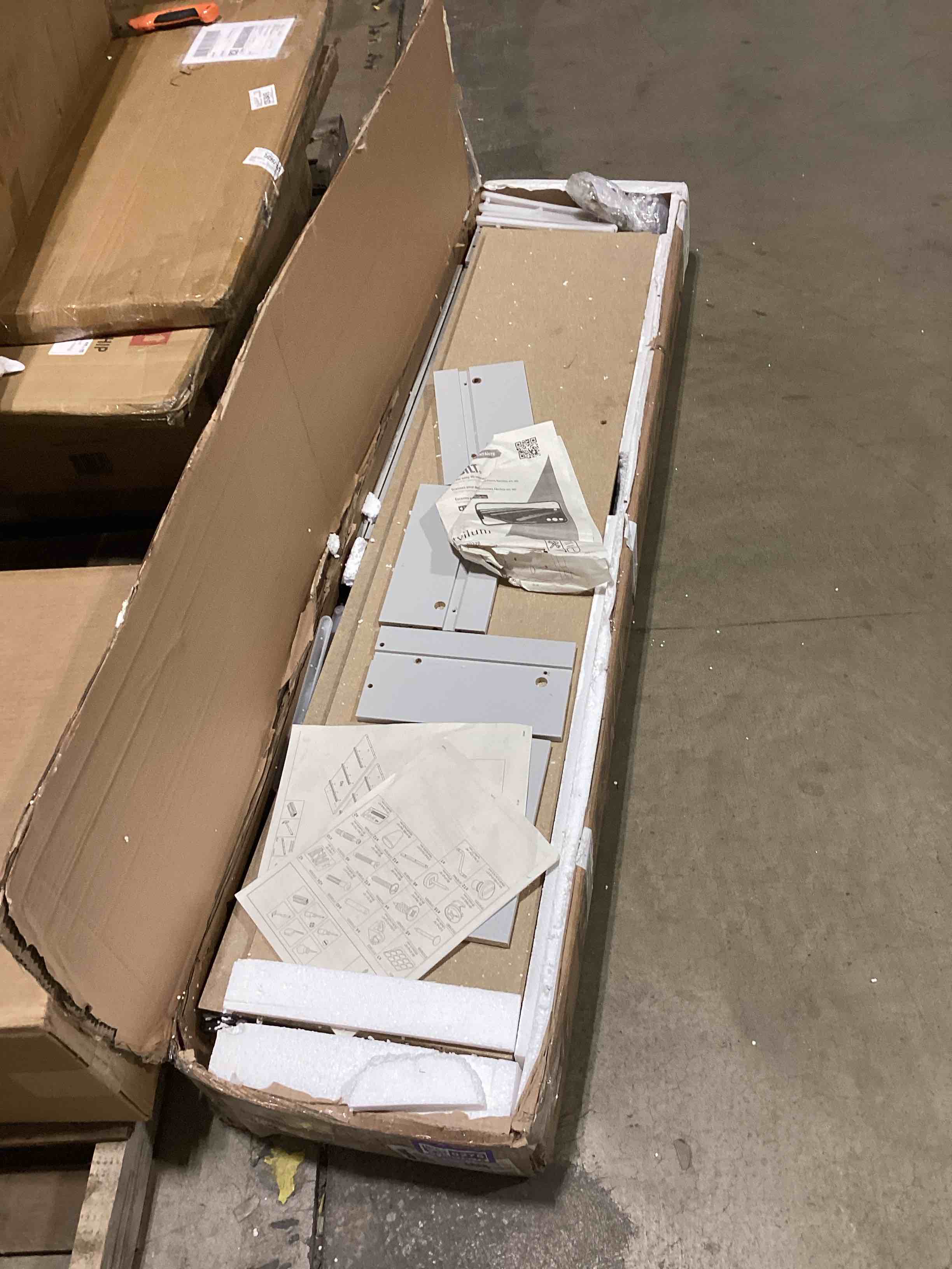 Upholstered PU Leather Bed Frame With LED Lights and Charging Station, Metal Slat Bed With Headboard and 4 Storage Drawers