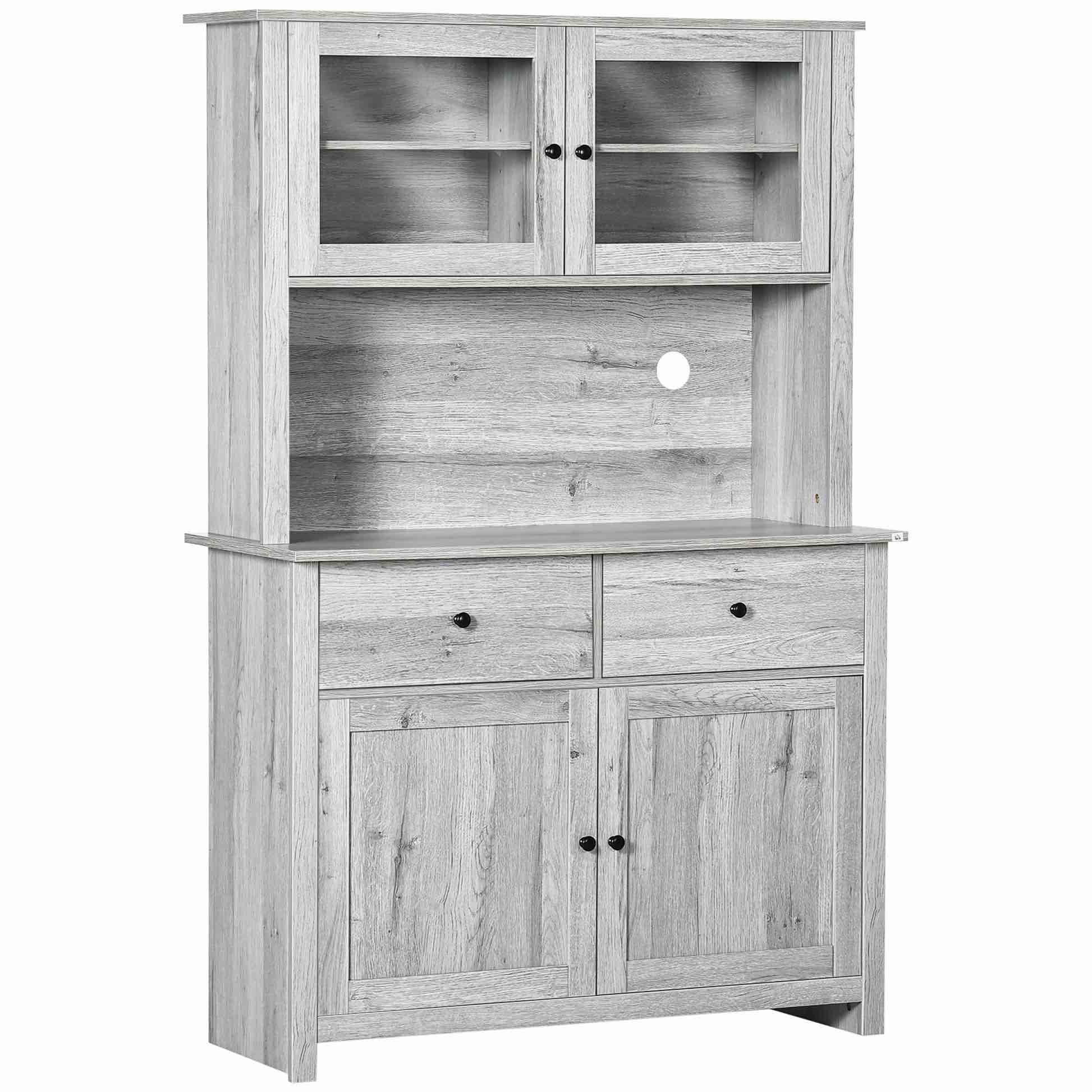 Brittlyn 64 Kitchen Pantry Buffet with Hutch, 4 Shelves, Drawers
