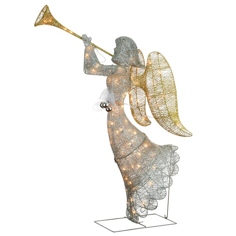 48 in. Silver Angel Decoration with LED Lights